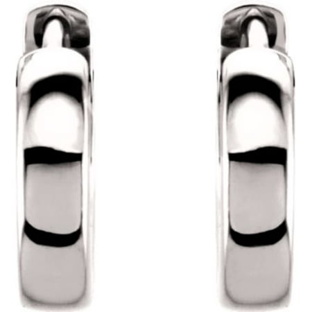 Platinum Polished Earring - Platinum 14mm Polished Hinged Earrings - 4.2 Grams