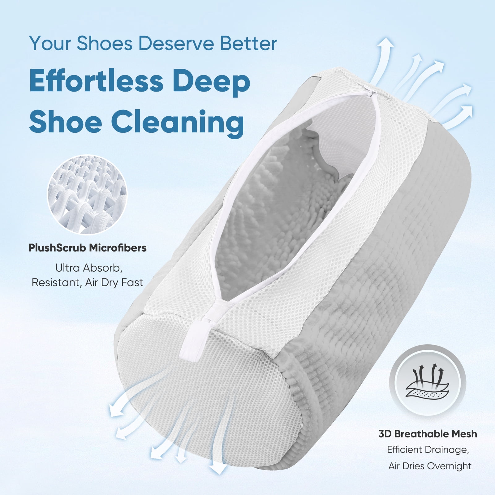 Avoalre Shoe Washing Bag for Washing Machine, Deep Cleaning Laundry Shoe Bag with Shoe Tree, Durable & Reusable for Various Shoes