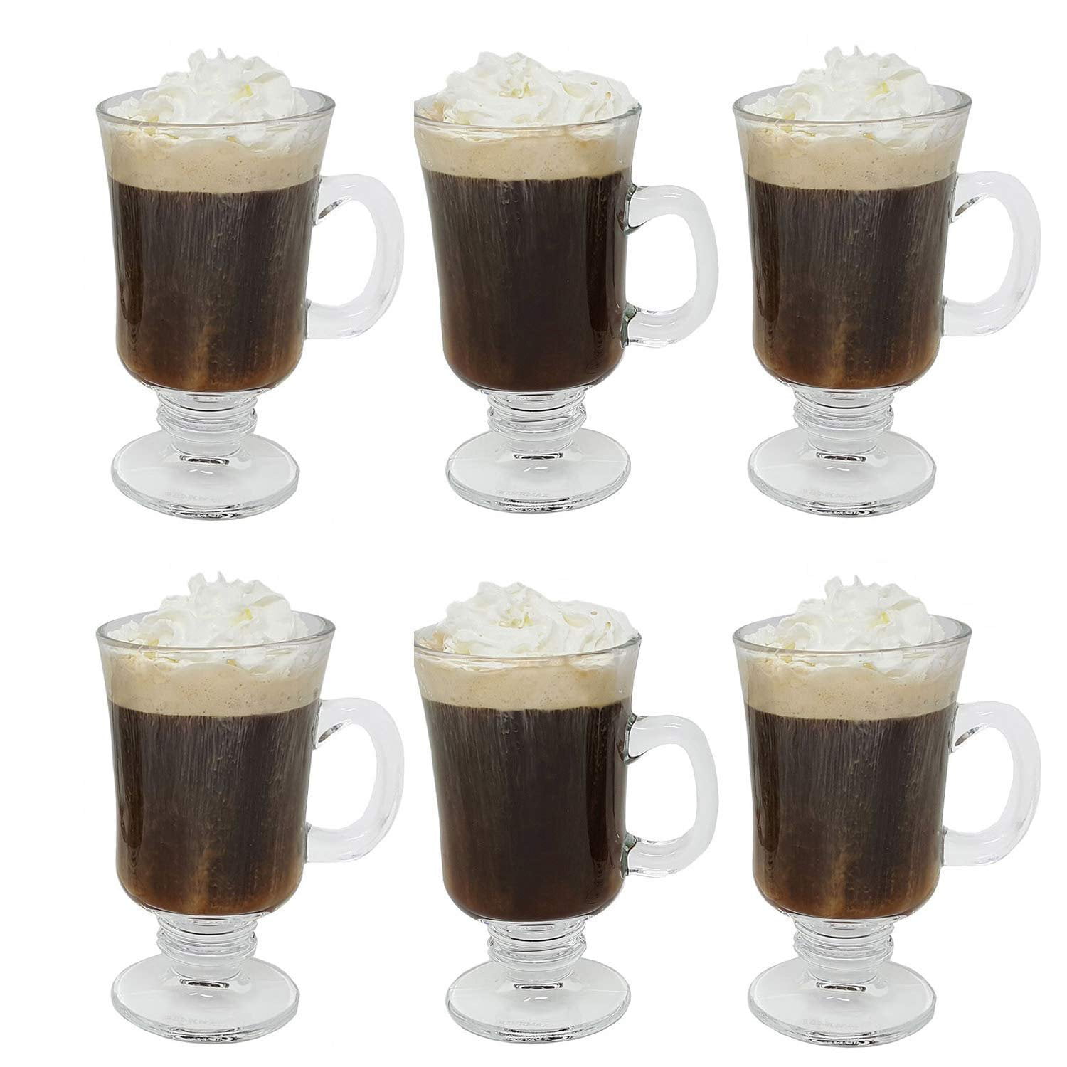 Irish Coffee Glass Coffee Mugs Footed Regal Shape 8 Oz Set Of 6 Thick Wall Glass Cappuccinos