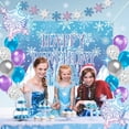 thumbnail image 5 of Frozen Birthday Party Decorations For Girls,Happy Birthday Backdrop,Banner,BlueBalloons,Table Cloth,Paper pom poms Party Supplies for Women, 5 of 7
