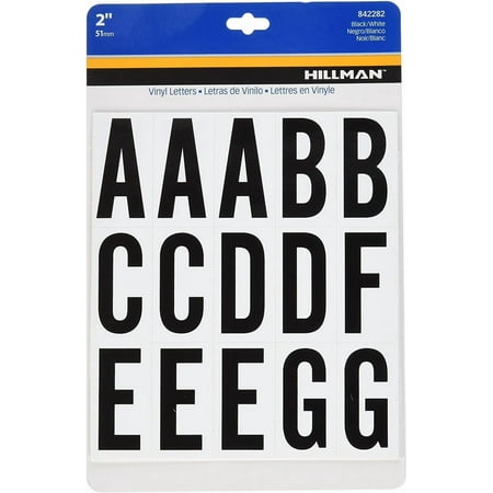 Hillman Group 842282 2 in. Black & White Glossy Vinyl Square Cut Self Adhesive Letters pack of 6