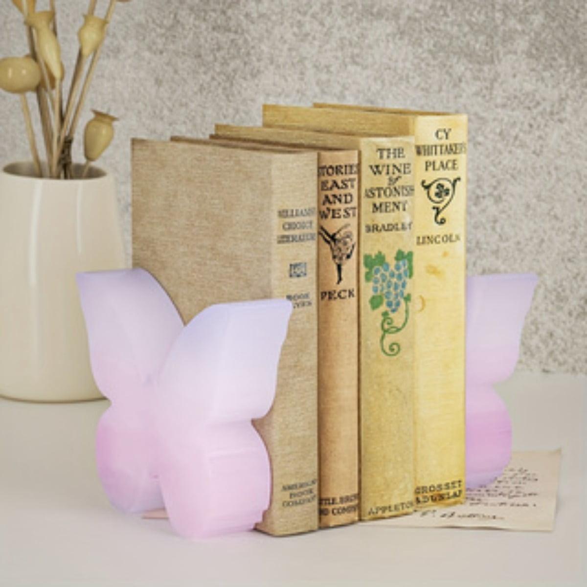 2PCS Epoxy Resin Butterfly Bookends Book Holder Mold, Silicone Casting Mold for Home Decor, DIY Handmade Jewelry Crafts Crafts Tools, Floral Preserved Keepsake Bookends Book Holder Kit