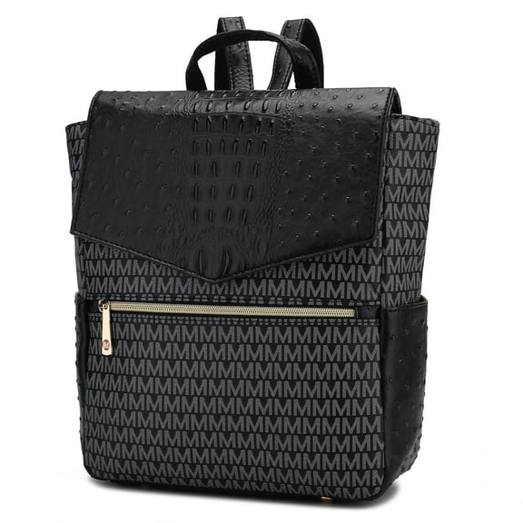 MKF Collection Leidy M Signature Crocodile Women Backpack, Bookbag Purse Handbag Fashion Travel Daypack Bag by Mia K - Black