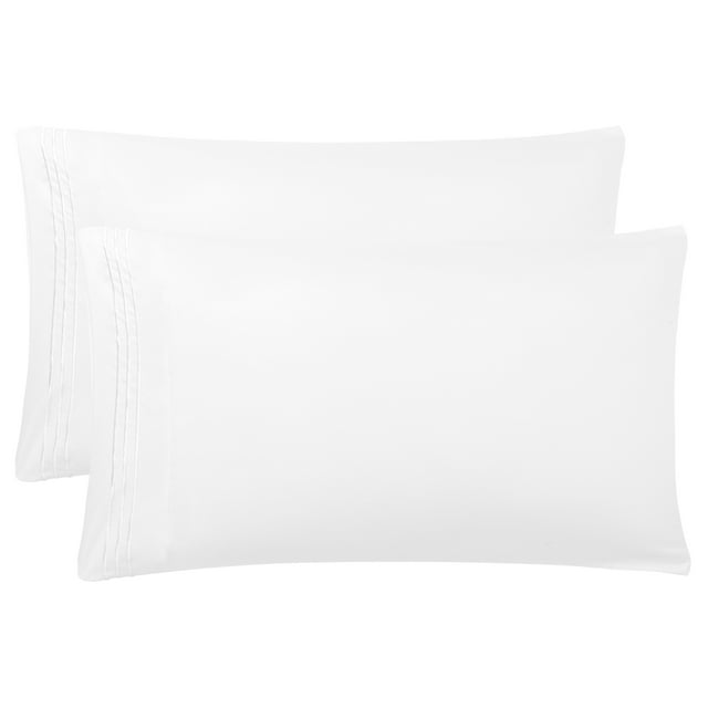 Funda de Almohada de Microfibra PiccoCasa Juego de 2 Suaves Transpirables con Cierre de Cremallera Blanco 51x91cm