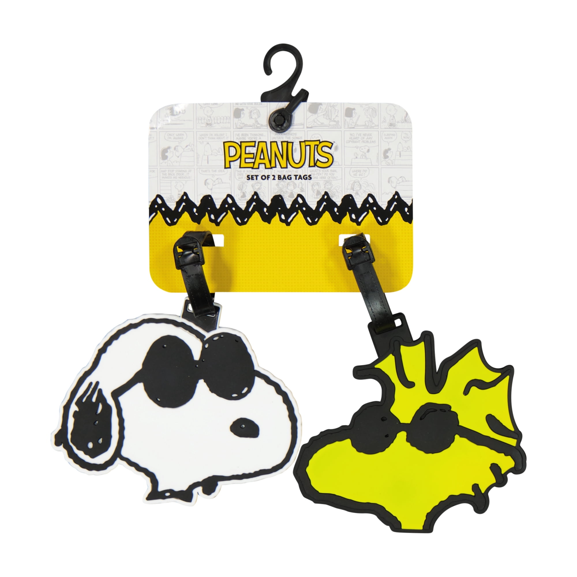 Peanuts 2-Piece Suitcase ID Tag Set with Adjustable Straps, Snoopy and Woodstock, Multi, One Size
