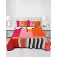 thumbnail image 3 of Pink Orange Full Size Down Alternative Comforter, Lightweight Comforter Quilt Bedding Set with Pillow Shams Geometric Modern Abstract Oil Painting All Seasons Bed Comforter Duvet Insert 78"x90", 3 of 7