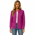 thumbnail image 5 of Women's Fashionable Solid Color Long Sleeved Stand Up Collar Zipper Loose Pocket Jacket Casual Jacket for Fall Winter Outdoor Activities,Hot Pink,M, 5 of 8