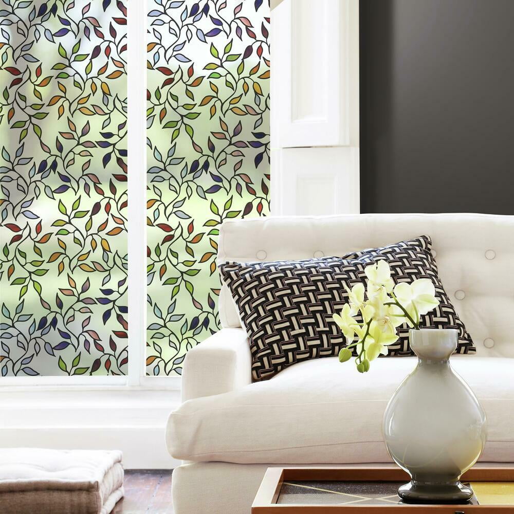 (2 pack) RoomMates 74" x 24" Functional Autumn Leaves Privacy, Decorative Window Film