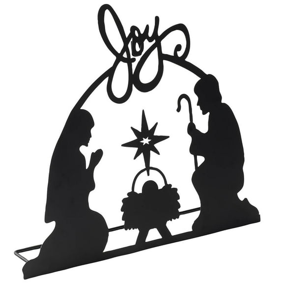 Metal Nativity Scene Picture - Chrisas Decor - 'Joy' Cutout - Table Display or Wall Hanging - Inspiring Metal Art - Thoughtful Chrisas Gift - 100% Metal - 11.75" x 13.75" by Holiday Peak
