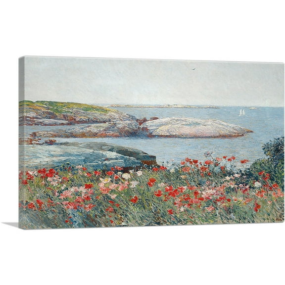 ARTCANVAS Poppies - Isles of Shoals - America 1891 Canvas Art Print by Childe Hassam - Size: 26" x 18" (1.50" Deep)