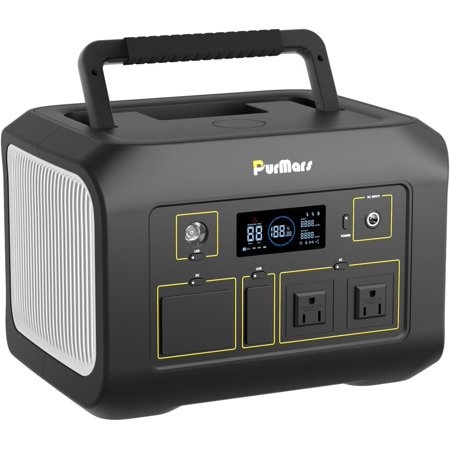 Portable Power Station 600W,538Wh Solar Powered Generator with LiFePO4 Battery,Peak 1200W,USB PD 100W Power Supply input/output,Solar Power Bank with 2 AC Outlets