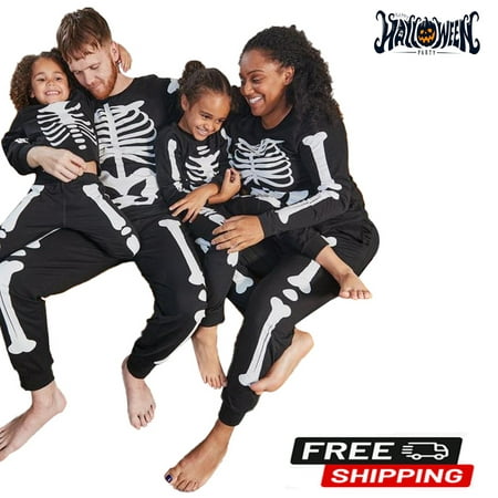 

Sunisery Family Matching Halloween Pajamas Funny Skeleton Printed Onesies PJs Holiday Loungewear for Men/Women/Kids