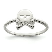 925 Sterling Silver Textured Skull Crossbones Band Ring Size 8.00
