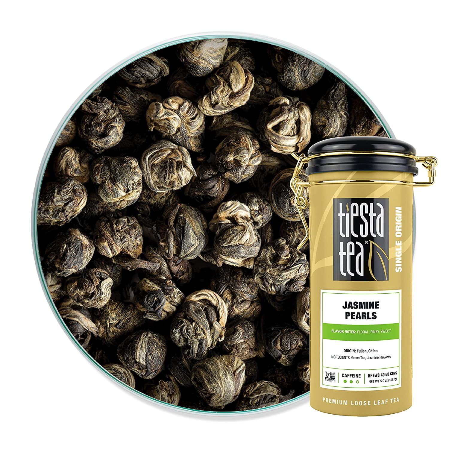 Tiesta Tea Jasmine Pearls Green Tea, Loose Leaf Green Tea, 5 oz Tin