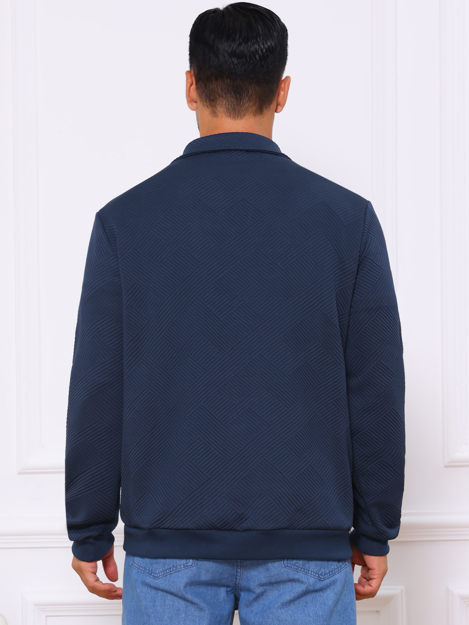DARING DIVA Zip Pullover Long Sleeve Knitted Sweatshirts XL Dark Blue
