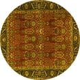 thumbnail image 1 of Ahgly Company Machine Washable Indoor Round Persian Yellow Traditional Area Rugs, 4' Round, 1 of 4