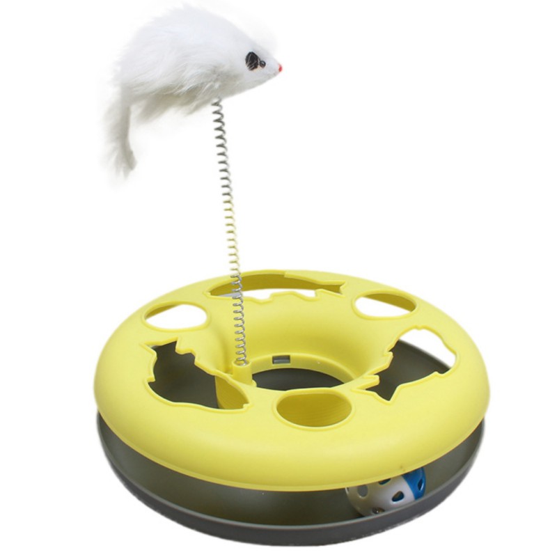 Interactive Cat Toys Spring Automatic Cat Roller Track Toy Cat Scratcher Play Set with a Mouse
