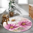 thumbnail image 4 of Spring Cosmos Round Area&nbsp;Rug 4ft Pink Flower Non-Slip&nbsp;Washable Circle Rugs Soft Felt Indoor Floor Mat for Bedroom Kitchen Living Room Bathroom, 4 of 9
