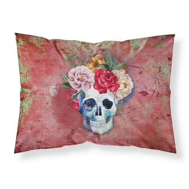 Carolines Treasures BB5130PILLOWCASE Jour des Morts Taie d'Oreiller en Tissu Fleurs Rouges Crâne Standard