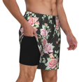 thumbnail image 3 of Balery Rose Flowers Mens Swim Trunks Swim Shorts for Men Quick Dry Inseam Beach Shorts with Compression Liner Pocket-, 3 of 9