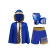 thumbnail image 1 of Moggemol Kids Boys Metallic Trim Boxer Robe with Gloves Set for Carnival Theme Party Boxing Practice Blue Gold 12, 1 of 6
