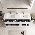 thumbnail image 2 of 72" Freestanding Vanity with 2 Sinks | Four Drawers for Bathroom Storage | Glossy White Finish, Attractive Appearance | Soft-Close Hinges for Quiet Closure, 2 of 7