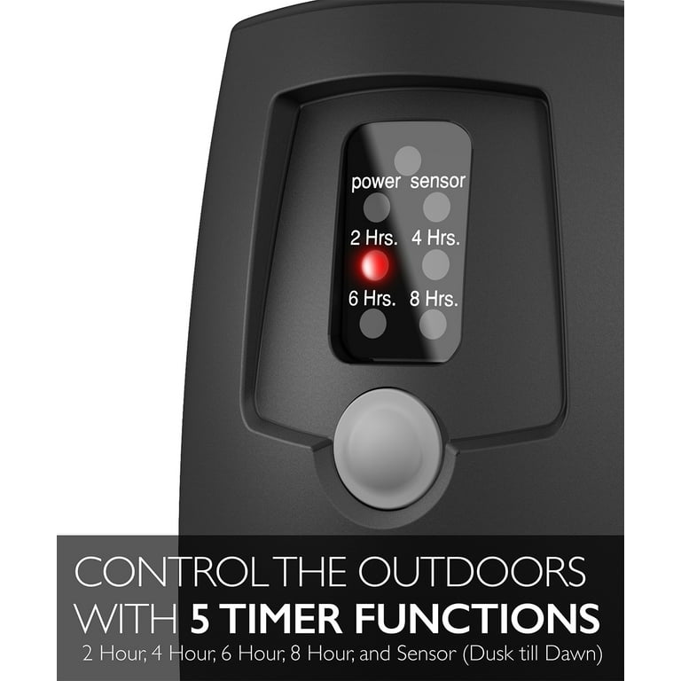 BLACK+DECKER Wireless Outdoor Timer Outlet with Remote, 2 Grounded Outlets,  Photocell Sensor