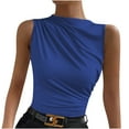 thumbnail image 1 of Plebaso Women's Tank Tops High Neck Ruched Sleeveless Shirts Slim Casual Basic Tees Tops for Going Out, 1 of 5