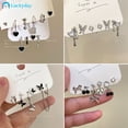 thumbnail image 2 of Dulce Mariposa Corazón Oso Stud Earring Set Arco Flor Plata Borla Pendientes Para Las Mujeres Accesorios De Joyería, 2 of 4