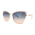 thumbnail image 2 of Womens Oversize Half Rim Look Metal Rim Cat Eye Designer Sunglasses Gold Beige Blue Pink, 2 of 4