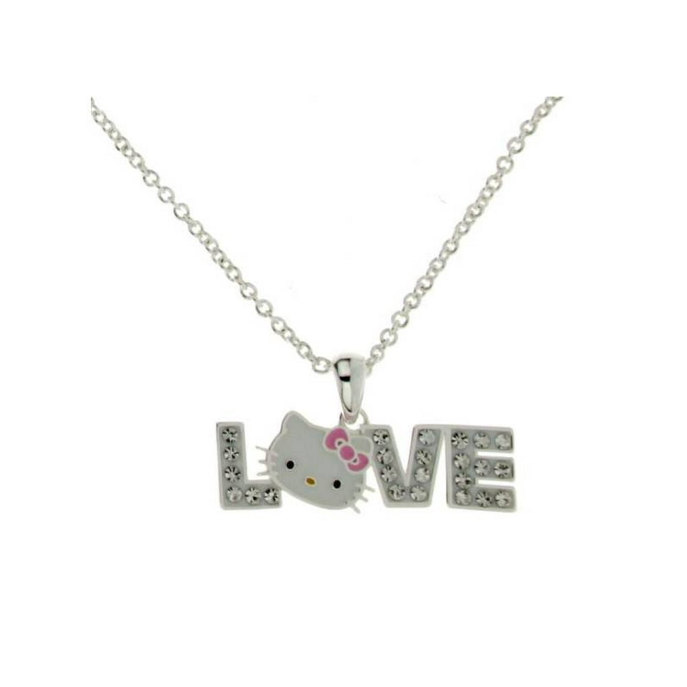 Sparkle Jewelry Collection Hello Kitty Enamel LOVE Silver Tone