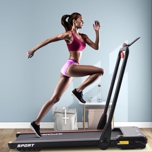2.5HP Horizontally Foldable Electric Treadmill Mute Motorized Jogging Running Walking Machine with LDE Display and Remote Control for Apartment and Small Space Black Walmart