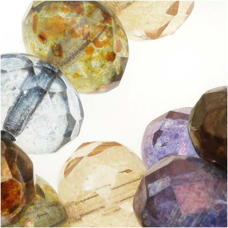 - Czech Fire Polished Glass, Donut Rondelle Beads 9x6mm - Luminescent Mix (7 Inch Strand)