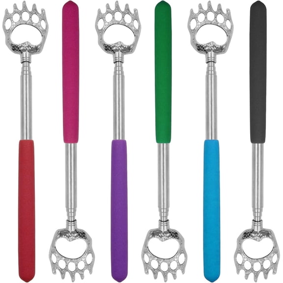 6 Pcs Telescoping Back Scratchers with Bear Claw Design and Extendable Handle for the Old Adults Men Women,Multi Color