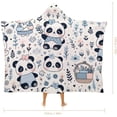 thumbnail image 2 of Hooded Blanket Cartoon Panda Wearable Blanket Cute Panda Blanket Soft Fleece Throw Blanket with Hood for Kids Adults, 2 of 6
