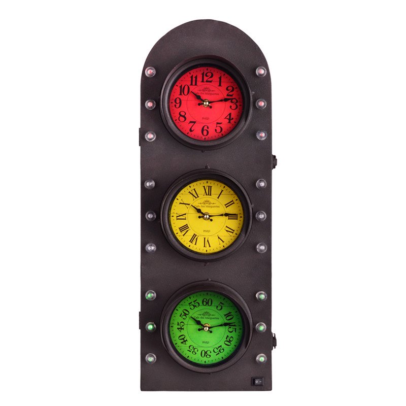Utopia Alley Wall Clock, Traffic Light Style with Lights and Storage