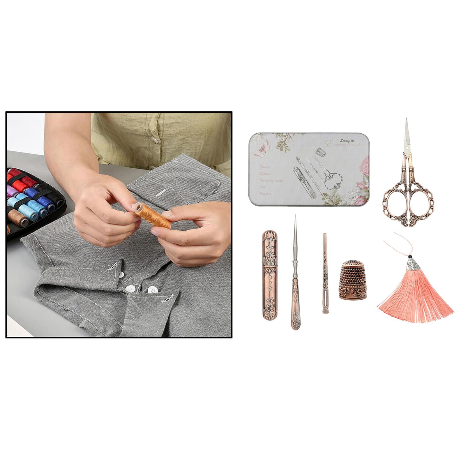 GUOOL Sewing s Set, European Vintage Sewing Tool Kit Embroidery s And Case Awl Threader Thimble Sewing Tools for Embroidery , , 15.5x8.5cm Plum Blossom