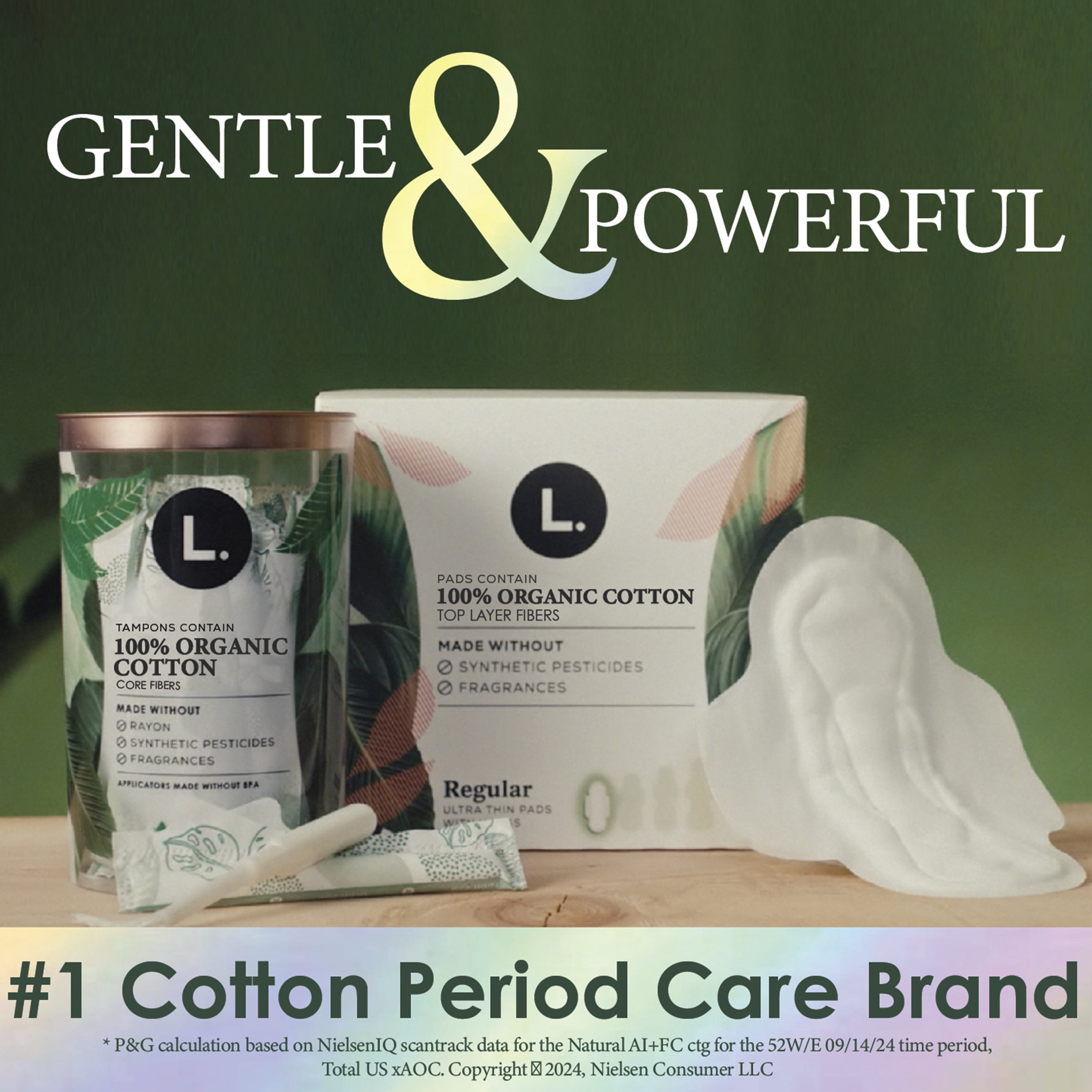 L. Organic Cotton Tampons Regular Absorbency, 84 Count