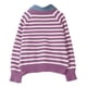 thumbnail image 5 of HongQid Womens Striped Sweater Shirts Lapel V Neck Long Sleeve Strip Knit Pullover Casual Layer Top Jumper Y2K Shirt, 5 of 8