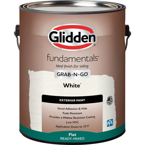 Glidden Fundamentals Grab-N-Go Exterior Paint, White, Flat, 1 Gallon