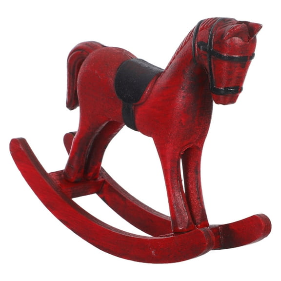 OUNONA Vintage Red Wooden Horse Figurine Carved Wood Sculpture for Tabletop Display