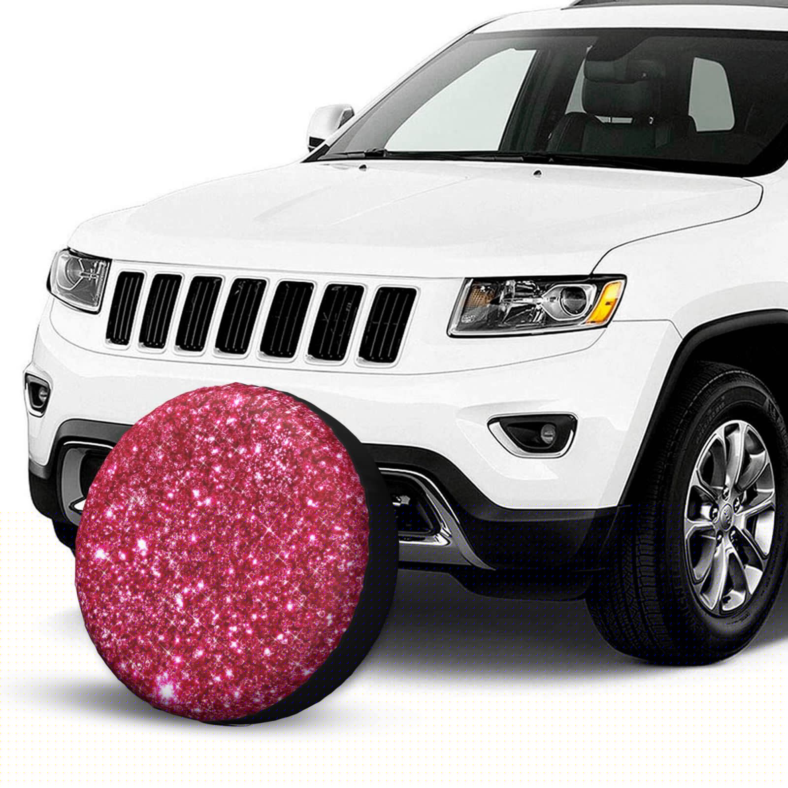thumbnail image 2 of Kll Pink Glitter Tire Cover,Universal Wheel Tire Cover For Trailer, Rv, Suv, Truck,Camper And Many Vehicle,(17 Inch), 2 of 7
