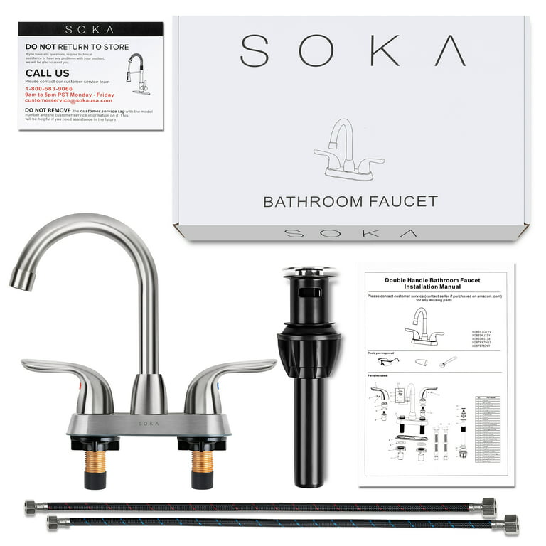 Soka Centerset Bathroom Sink Faucet Two Handles High Arc 4