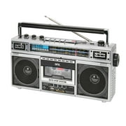 QFX Bluetooth Battery Cassette Player Portable AM/FM Radios, Silver