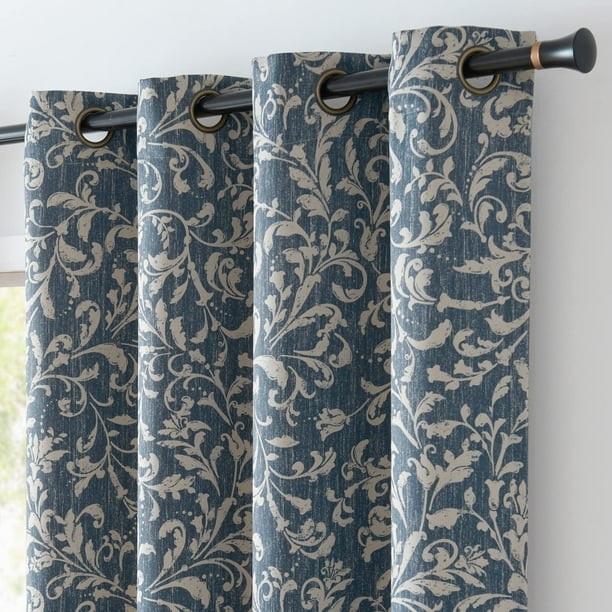 Cortinas opacas Jinchan Farmhouse 80% para sala de estar, color azul