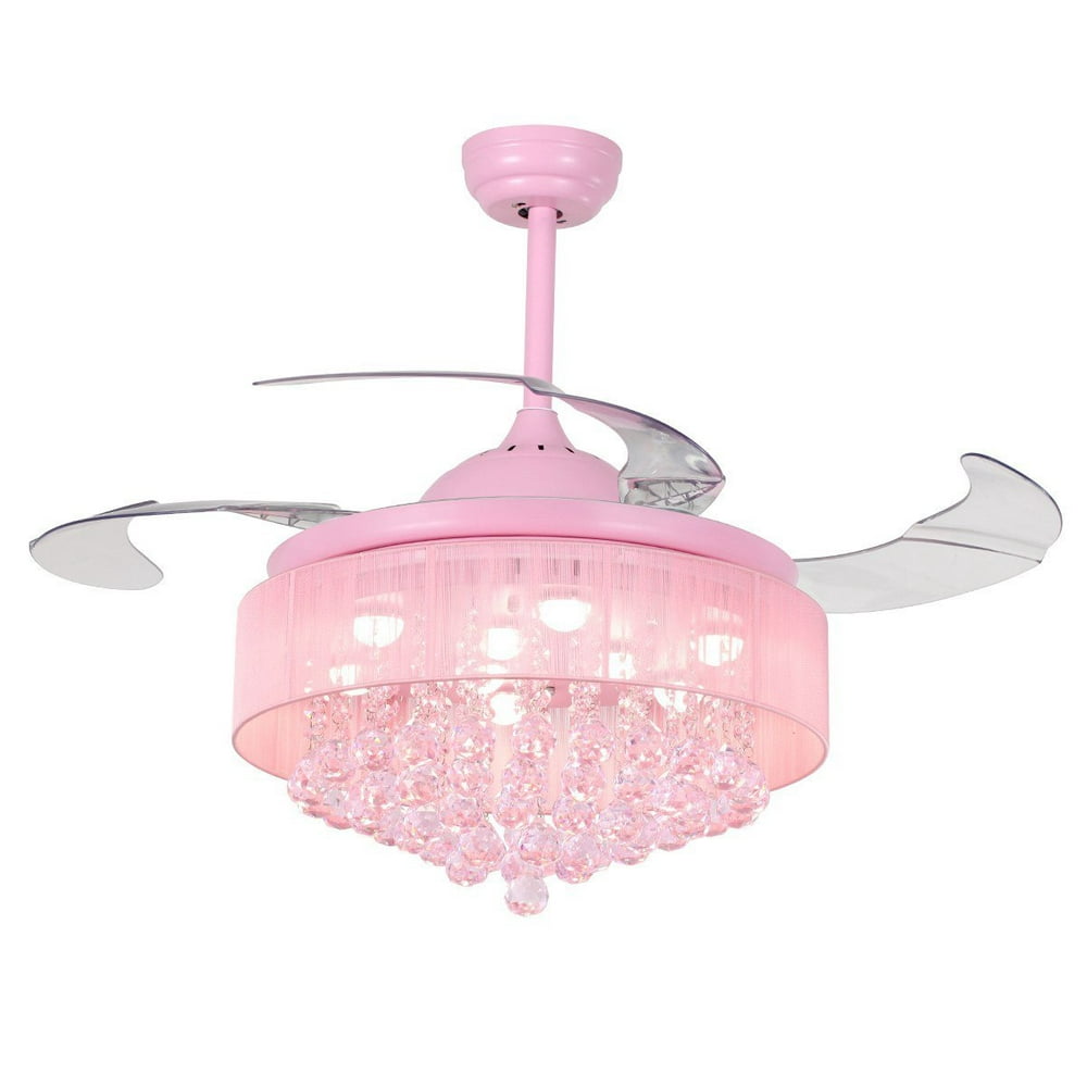 Ceiling Fans with Lights 42" Modern Pink Ceiling Fan Retractable Blades