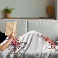 thumbnail image 3 of Japanese Soft Flannel Fleece Throw Blanket, Cherry Blossom Sakura Branch Brushstrokes Image Print, Cozy Plush for Indoor and Outdoor Use, 60" x 80", Red and Brown, by Ambesonne, 3 of 5