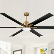 EILEEN GRAYS LLC. 72" Large Aluminum 6-Blade Antique Brass LED Ceiling Fan with Remote