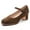 Brown, variant on YDN Women Lovely Closed Toe Low Block Heel Pumps Chunky Adjustable Strap Buckle Mary Janes Fashion Ballroom Dress Shoes Size 7 Red