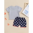 thumbnail image 5 of vera natura 4th of July Toddler Boys Outfits Flag Letter Print RT-Shirts Tops and Stars Print Shorts 2Pcs Clothes Set, 5 of 9
